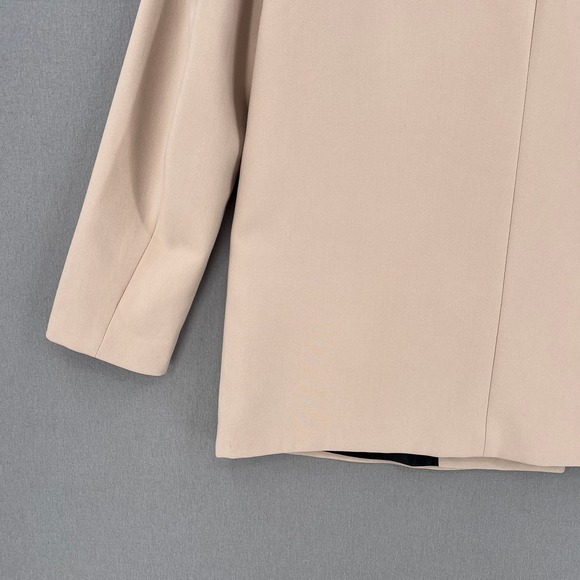 ZARA Oversized Double Breasted Blazer Womens Small Tan Long Sleeve Peaked Lapel - Picture 10 of 16